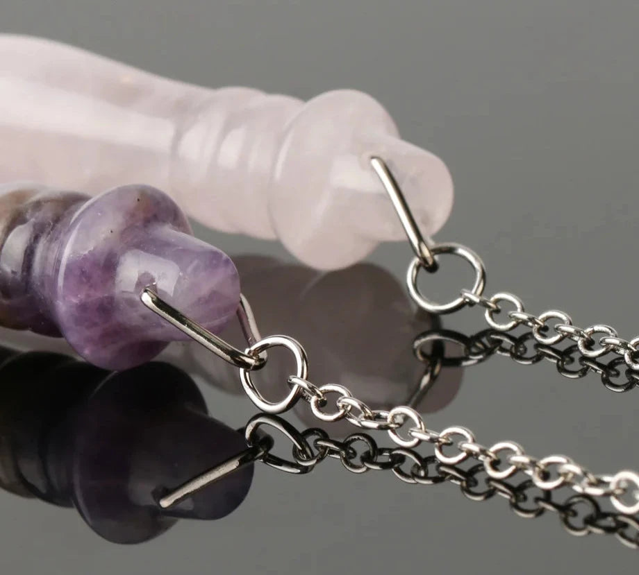 Pendule en Cristal avec Chaîne Argentée
