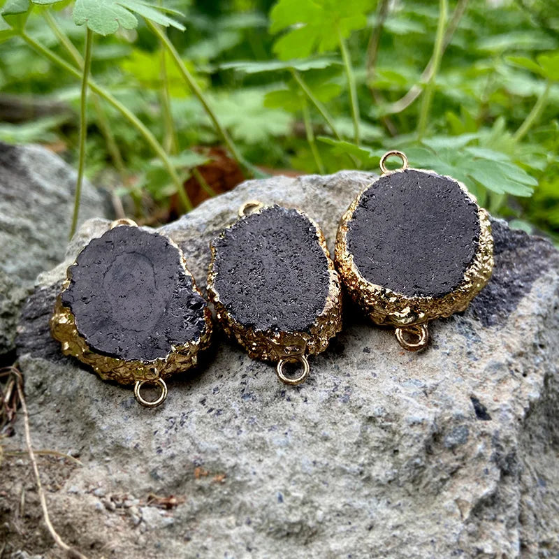Pendentif irrégulier en pierre naturelle neuve 2 pièces