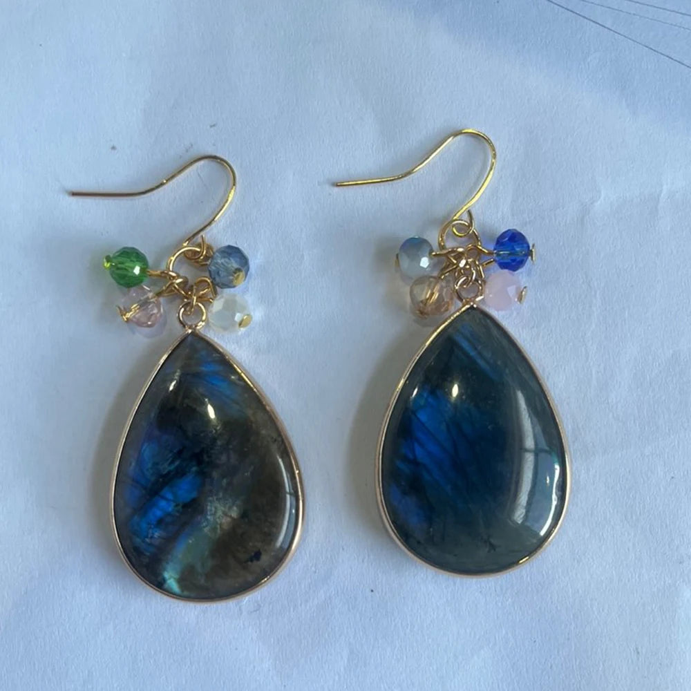 Pendentif en forme de goutte d'eau avec breloque en pierre pour collier