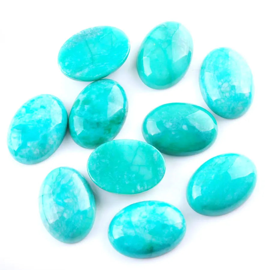 Lot de 5 perles ovales à dos plat en amazonite naturelle pour la fabrication de colliers et de bijoux 15 x 20 mm