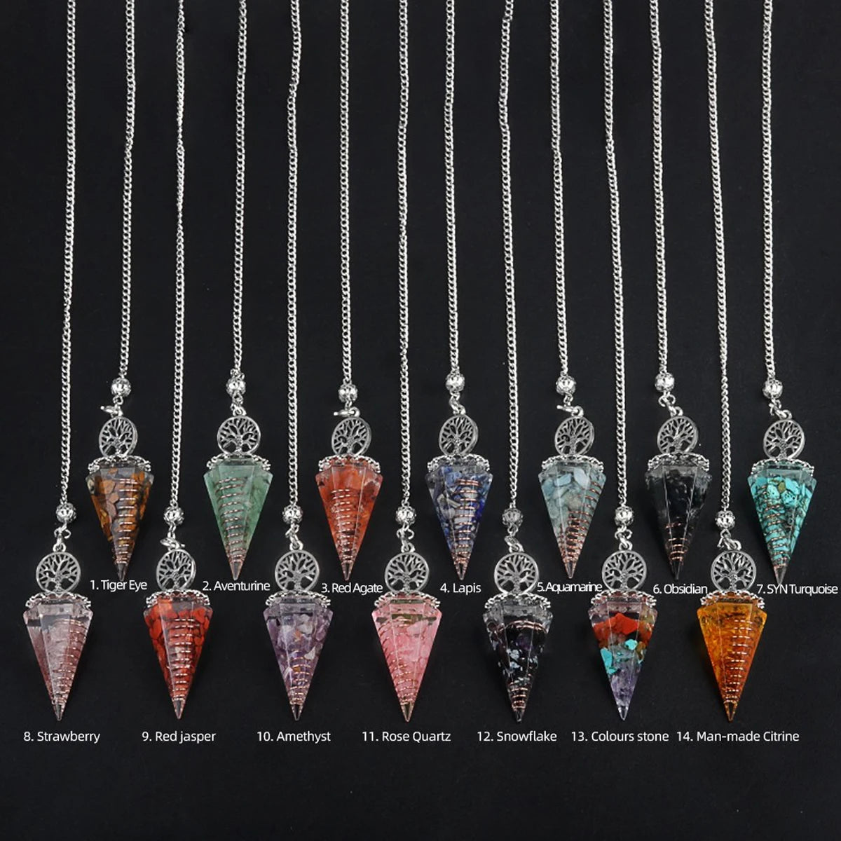 Natural Chakra Crystal Pendulum Spirituel Tree of Life