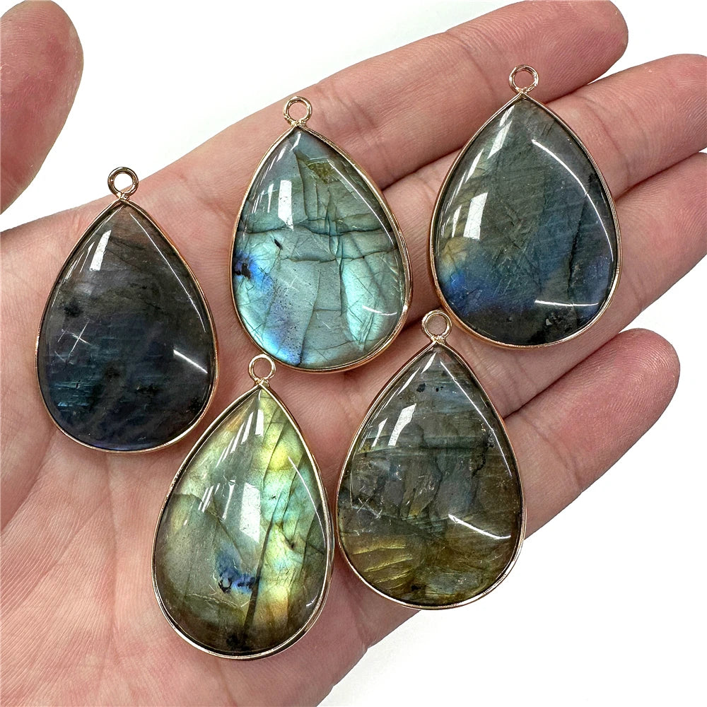 Pendentif en forme de goutte d'eau avec breloque en pierre pour collier