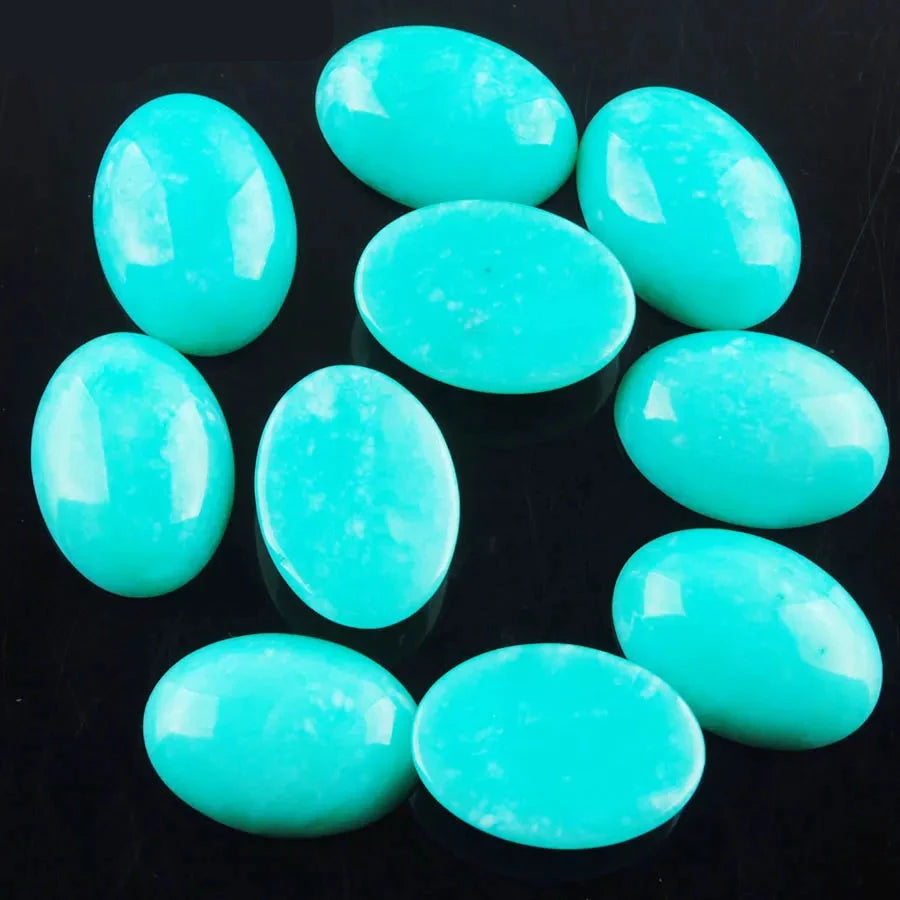 Lot de 5 perles ovales à dos plat en amazonite naturelle pour la fabrication de colliers et de bijoux 15 x 20 mm