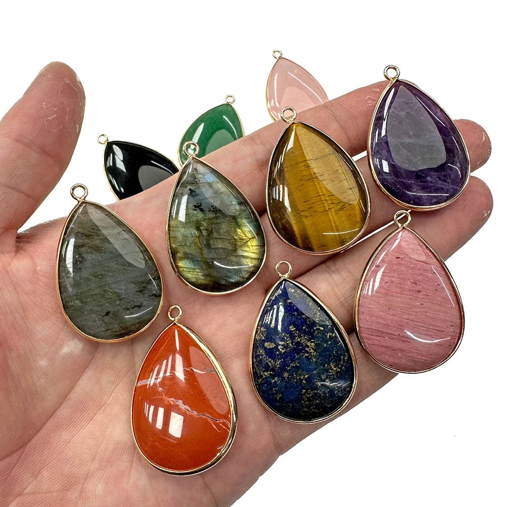 Pendentif en forme de goutte d'eau avec breloque en pierre pour collier