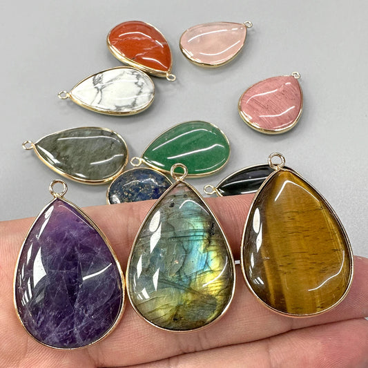 Water Drop Shape Pendant Stone Charm Pendants For Necklace