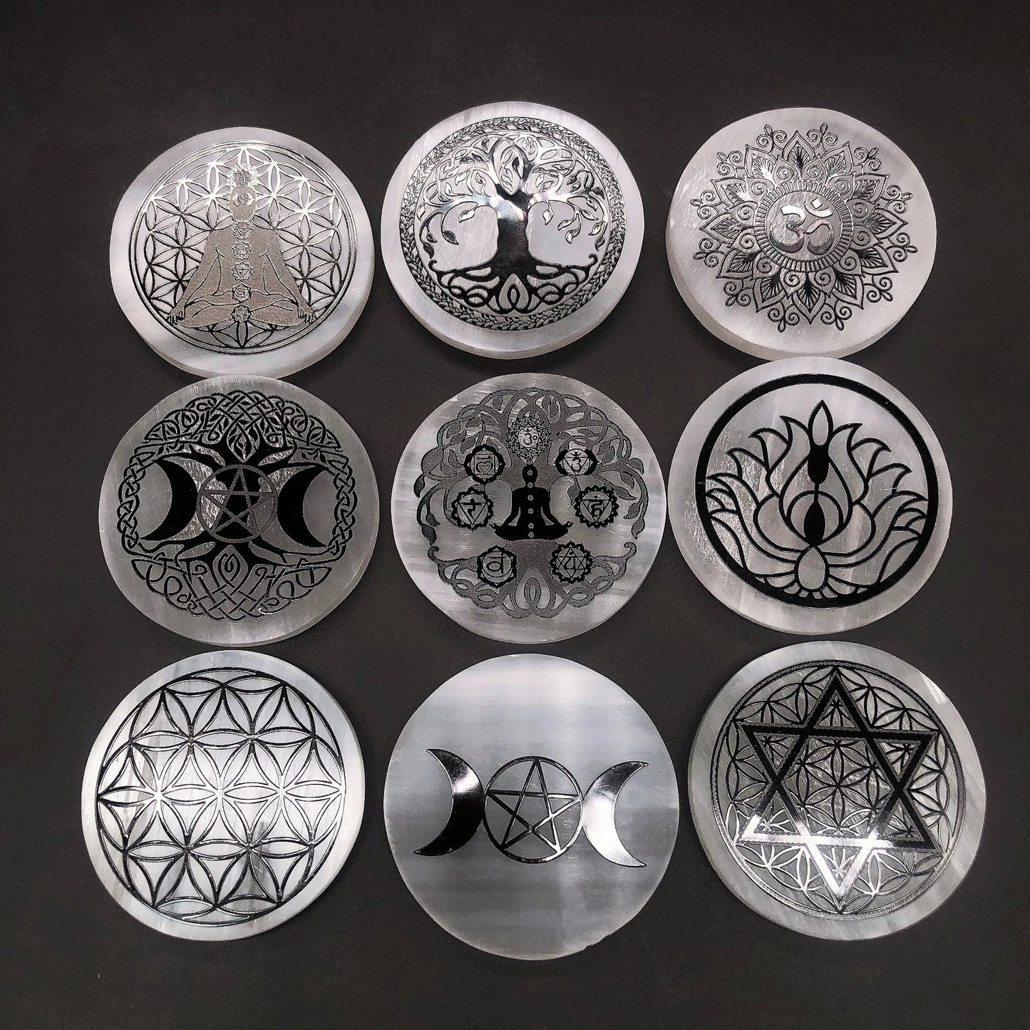 6cm Natural Selenite Slice Crystal Stone Charging Plate
