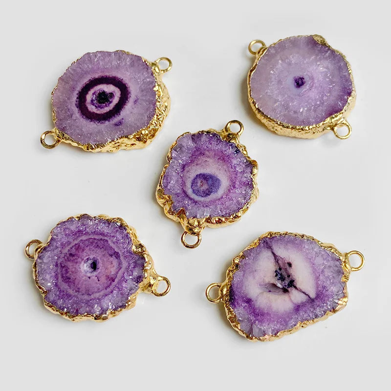 Pendentif irrégulier en pierre naturelle neuve 2 pièces