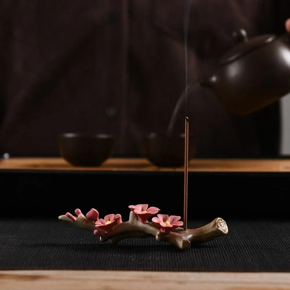 Plum Blossom Ceramic Crafts Base Incense Stick Holder