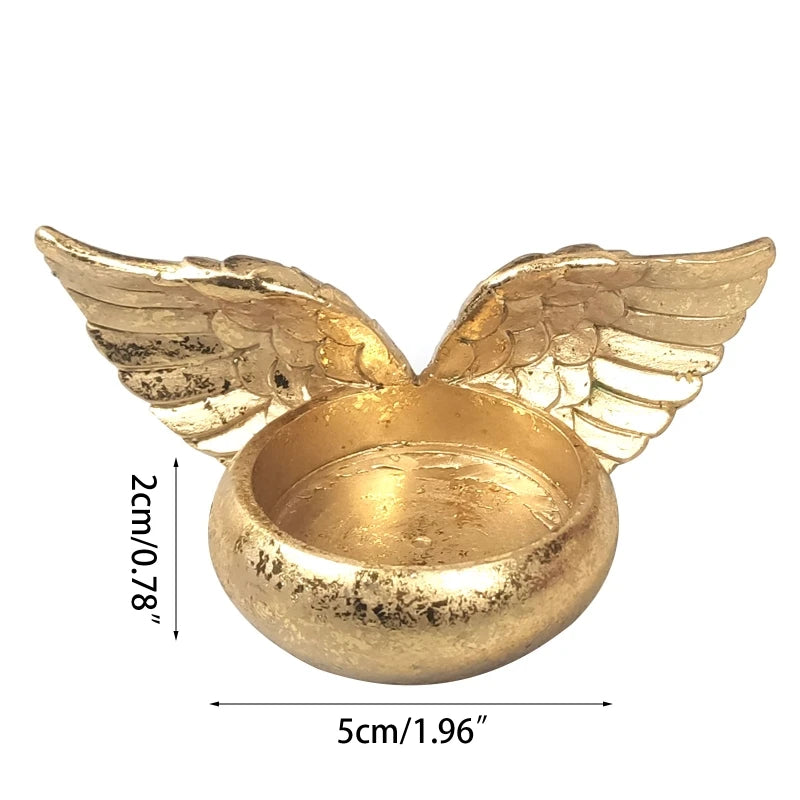 Support de bougie ailes d'ange moderne en métal
