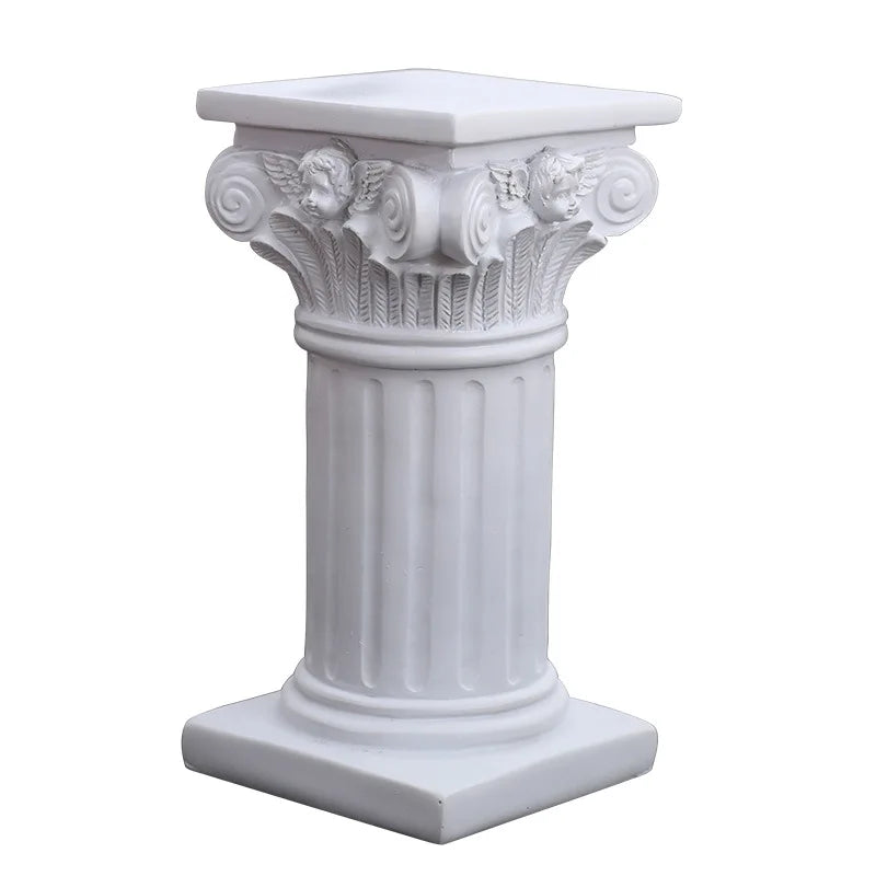 Colonne Romaine Classique en Résine avec Statue d'Ange – Décoration Élégante pour Jardin et Intérieur